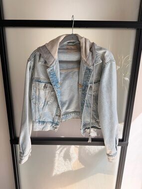 Free People Hooded Denim Jacket | Cropped | Light Wash | Size XS